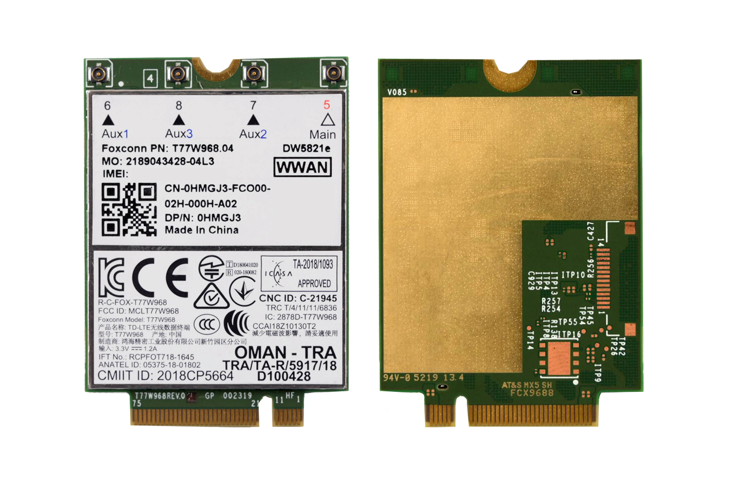 Verizon AT&T T-Mobile - Dell DW5821e Foxconn T77W968 2x2 or 4x4 M.2 Form Factor - LTE-A Cat16