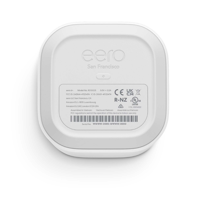 2.4/5.8 Bundle - Eero 6+ Dual Band Mesh Wi-Fi 6 Router R010001 Charger & Ethernet Cable - Dead Stock Like New